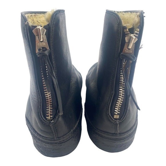 Vintage Bates Floaters Black Leather Ankle Boots Zip Back Fleece Lined Woman's 8 - Picture 6 of 10